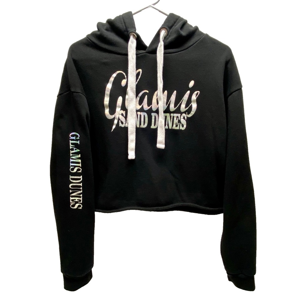 Glamis Sand Dunes Cropped Hoodie Women's Large Black Pullover‎ Sweatshirt Reflex